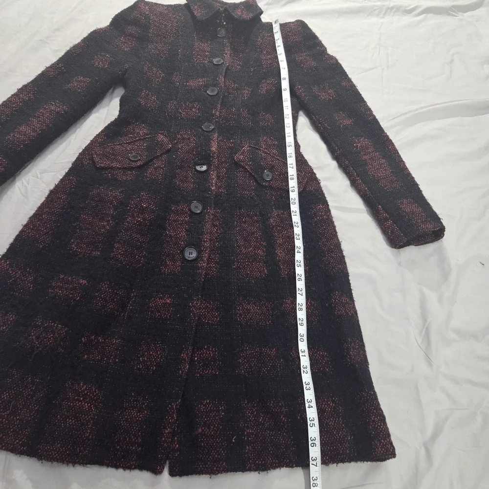 Burberry Check Coat Fitted Prorsum Burgundy Black Ladies Size US 2 / UK 4 *READ* - Picture 13 of 16